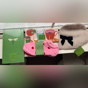 BNWT Kate Spade BUNDLE LOT Journal, Beanie, Fuzzy Socks, Sticky Notes Portfolio